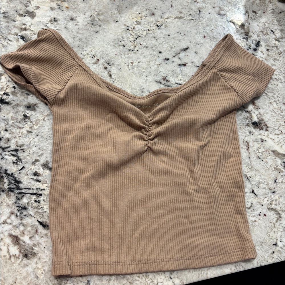 Tan Ribbed Women's Top